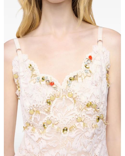Rabanne Natural Lace-Embroidered Top