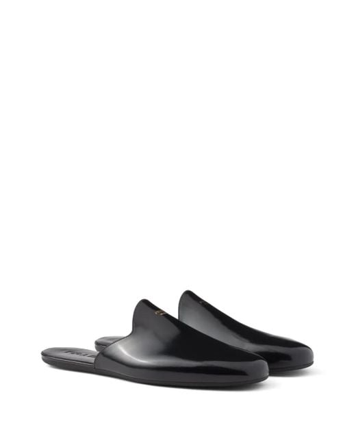 Prada Open-Back Patent-Leather Slippers in Black for Men | Lyst