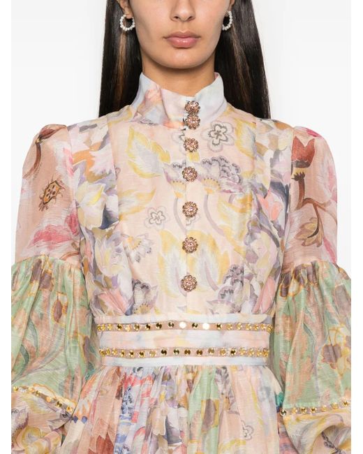 Zimmermann Pink Illustration Mirror Mini Dress