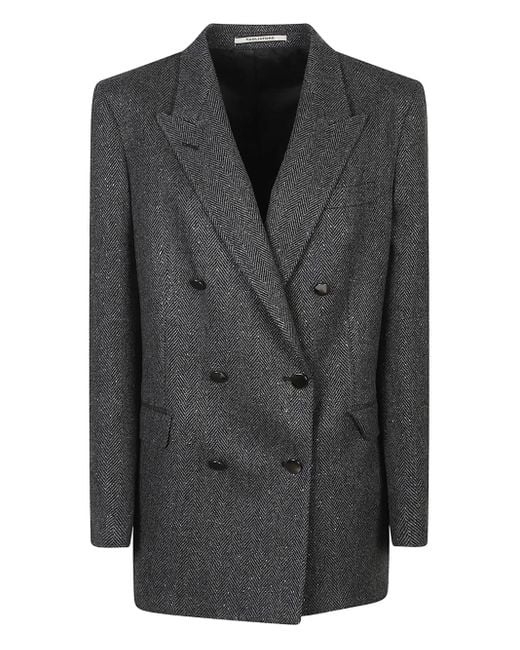 Tagliatore Black Herringbone Double-Breasted Blazer