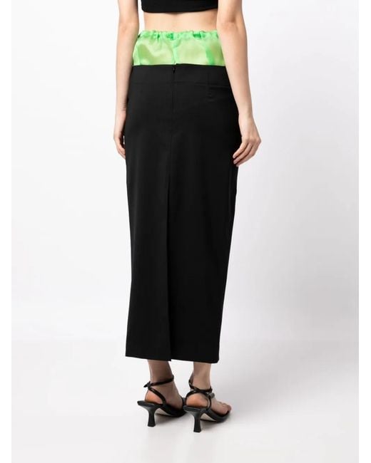A.W.A.K.E. MODE Black Two-Tone Drawstring Midi Skirt