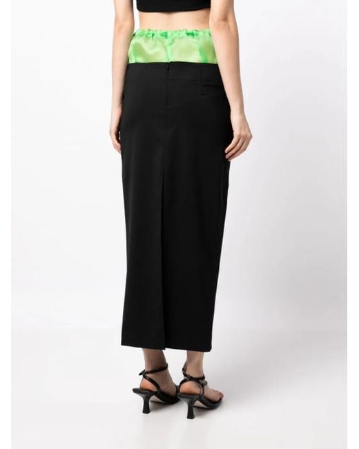 A.W.A.K.E. MODE Black Two-Tone Drawstring Midi Skirt