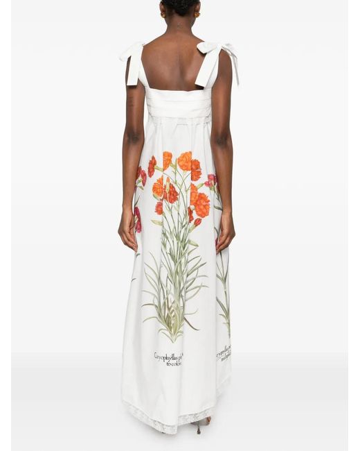 Alberta Ferretti White Printed Cotton Dress