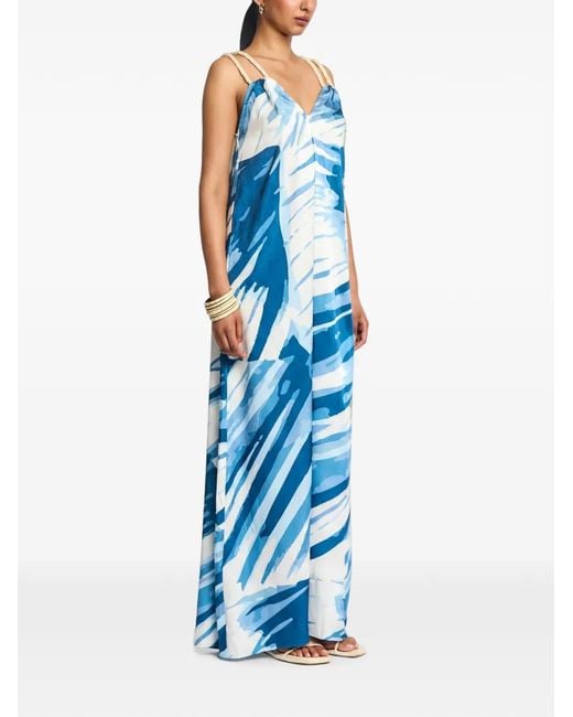 Diarrablu Blue Jwana Abstract-Print Rope-Strap Maxi Dress