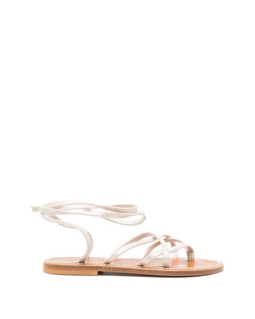 K. Jacques Natural Tie Strappy Flat Sandals