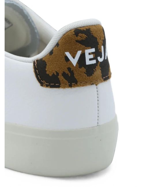 Veja White Campo Leopard-Print Sneakers
