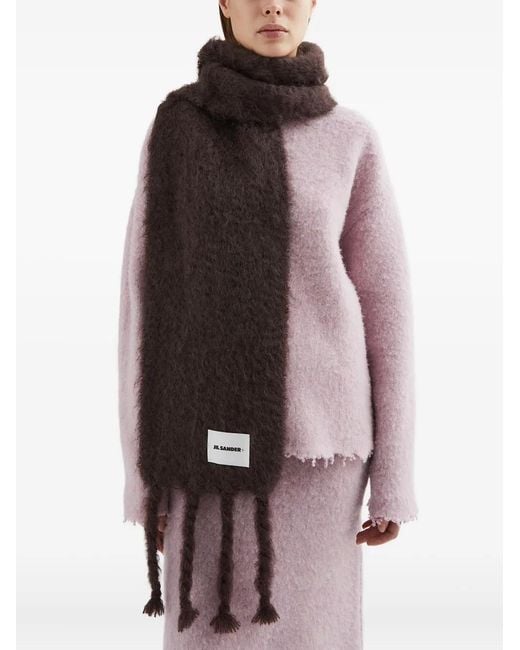 Jil Sander Black Logo Wool Scarf