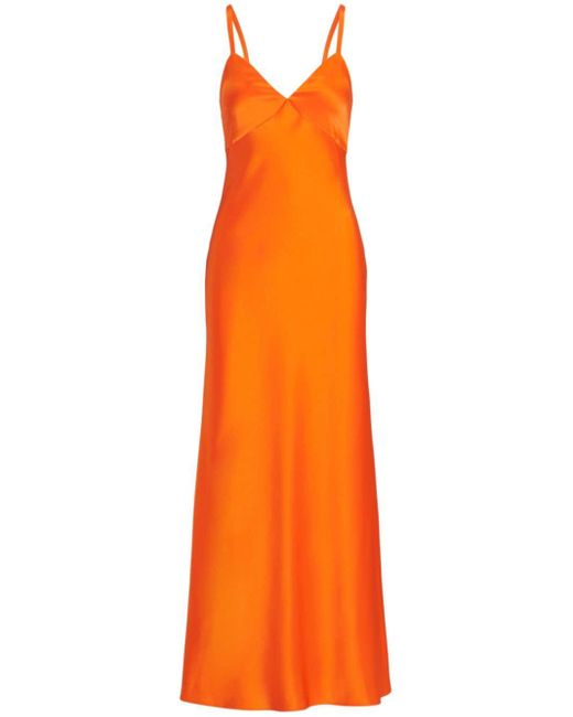 Polo Ralph Lauren Orange Satin-finish Long Slip Dress