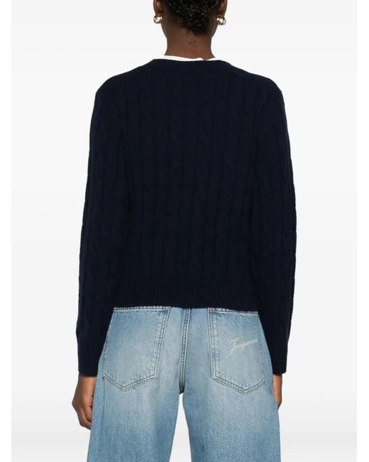 Pull En Maille Torsadée Sporty & Rich en coloris Blue