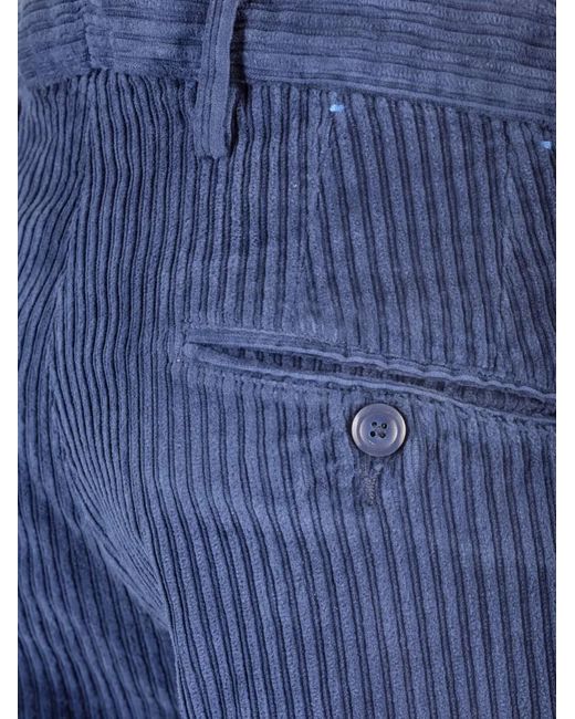 Al Duca D'aosta Blue Corduroy Cotton Trousers for men