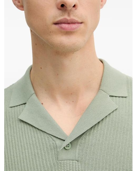 ARMANI EXCHANGE Green Ribbed-Knit Polo Shirt for men