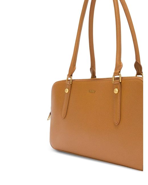 Furla Brown Boston Leather Tote Bag