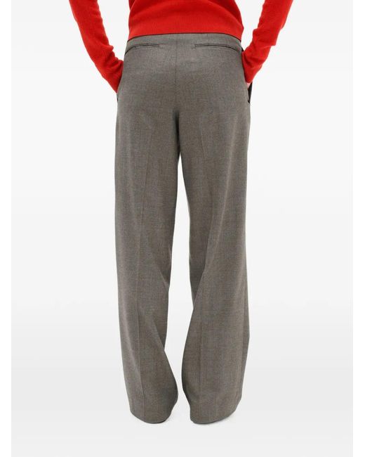 Auralee Gray Pleated Wool Trousers