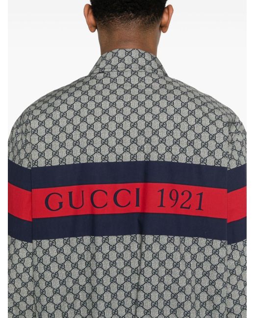 Veste bomber en coton à logo imprimé Gucci pour homme en coloris Gray