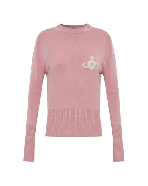 Vivienne Westwood Pink Orb-Motif Crew-Neck Sweater
