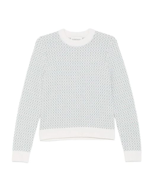 Eric Bompard White Patterned Crew-Neck Sweater