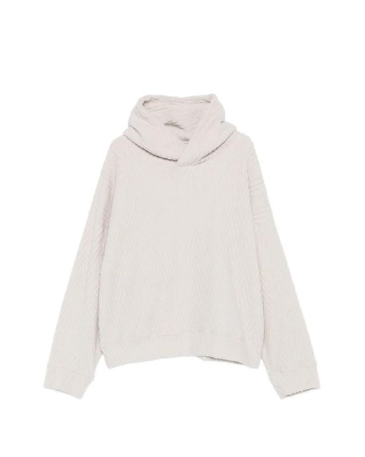 Bonsai White Zigzag-Patterned Oversized Hoodie for men