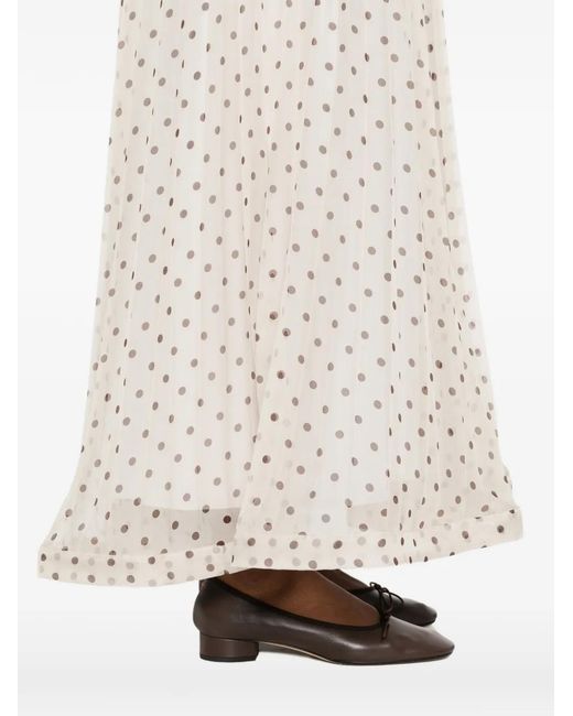 P.A.R.O.S.H. White Pallina Polka-Dot Maxi Skirt