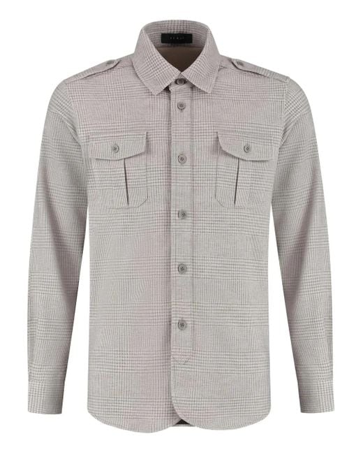 Sease Gray Checked Shirt Jacket for men