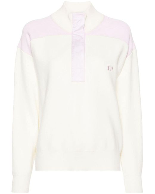 Claudie Pierlot White Logo-embroidered Knitted Sweatshirt