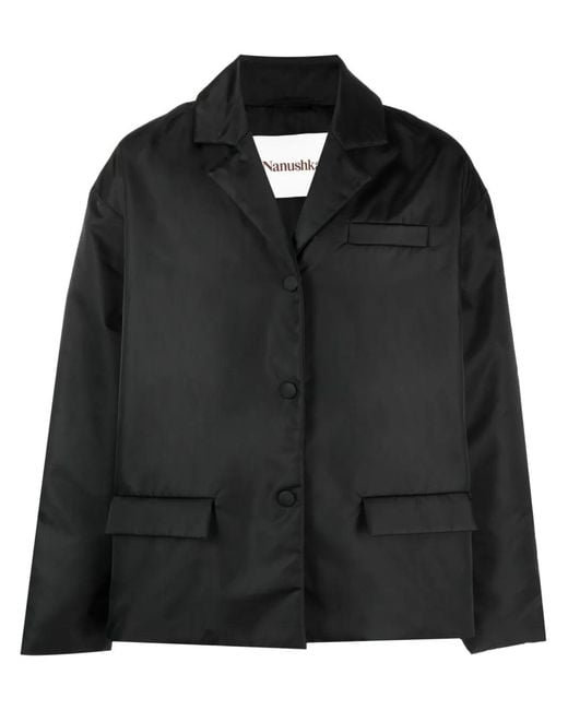 Nanushka Black Padded Single-Breasted Blazer