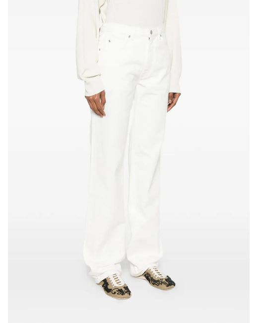 Calvin Klein White Logo-Patch Jeans