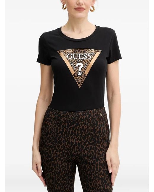 Guess Black Logo-Print T-Shirt