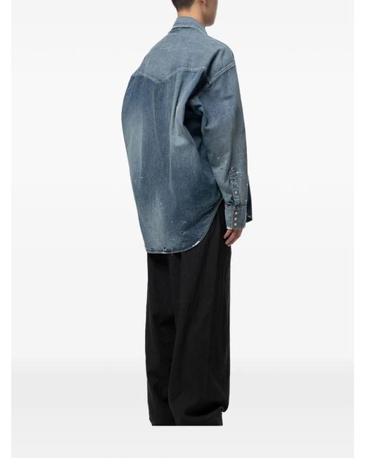 Maison Mihara Yasuhiro Blue Chemise En Jean À Imprimé Graphique for men