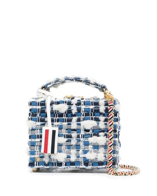 Thom Browne Blue Mini Denim Pouf Tweed Bag