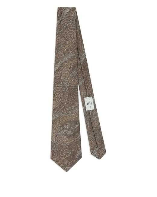 Etro White Jacquard Motif Silk Tie for men