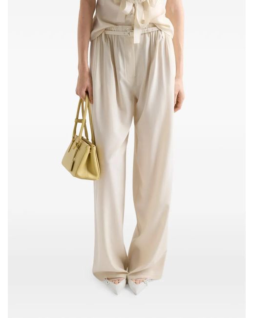 Prada White Silk Marocain Pants