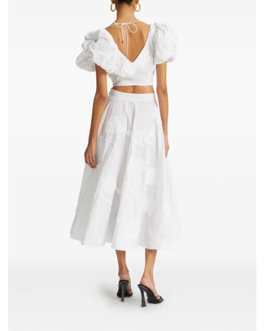 Gonna Midi Con Ricamo Flroeale di ROTATE BIRGER CHRISTENSEN in White