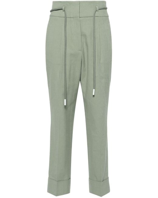 Peserico Green High-waist Cropped Trousers
