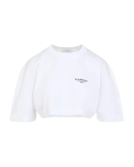 Givenchy White Cropped-Langarmshirt mit Logo-Print