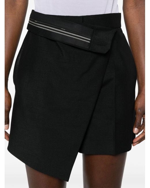 Fendi Black Folded-waist Wrap Shorts