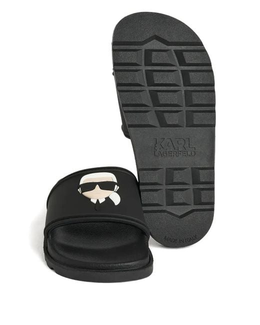 Karl Lagerfeld Ikon Kondo Pool Slides Black
