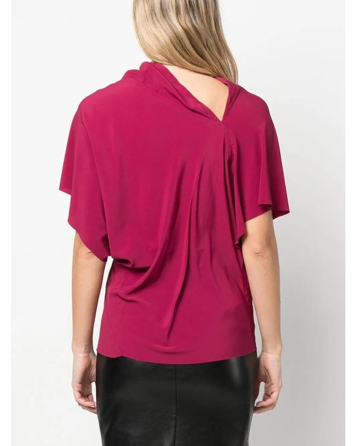 Rick Owens Pink Asymmetric Draped Blouse
