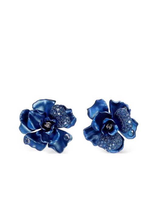 Anabela Chan Blue Rhodium Vermeil And 14K Midnight Camelia Sapphire And Topaz Earrings