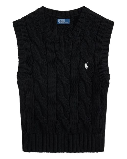 Polo Ralph Lauren Black Cable-Knit Vest