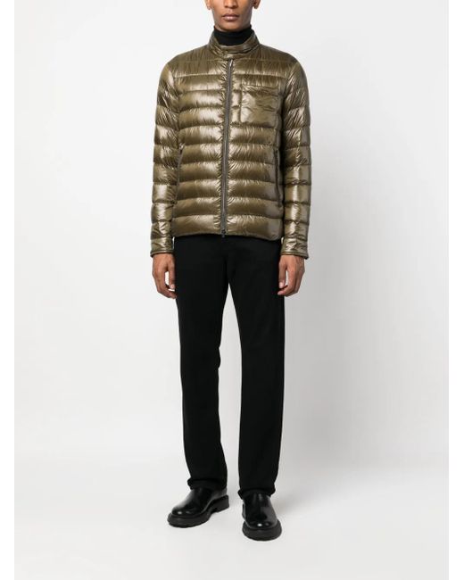 Herno Green Quilted Zip-Up Padded Jacket for men