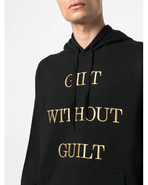 Moschino Black Embroidered-Slogan Long-Sleeve Hoodie for men