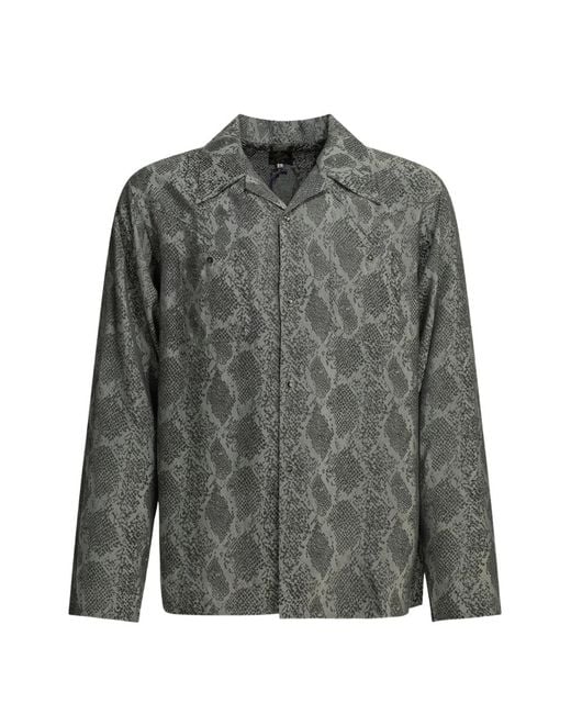 Needles Gray Snakeskin-Print Western-Style Shirt for men