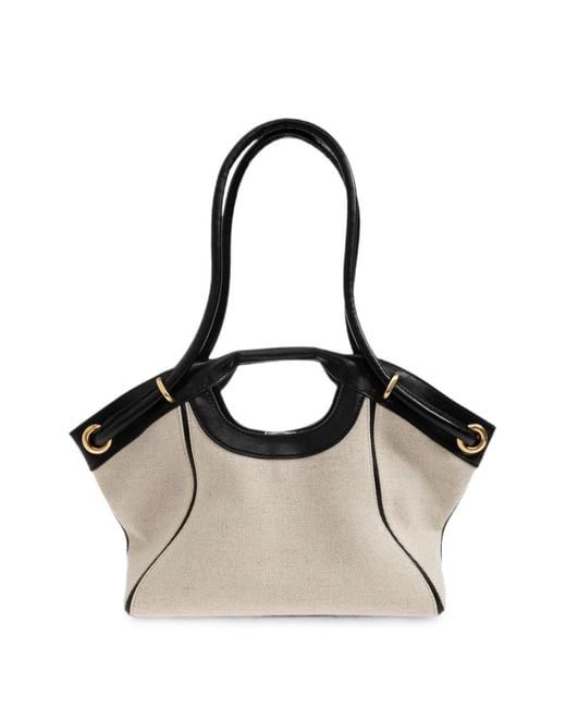 Balmain Black Calf Leather-Trim Canvas Tote Bag