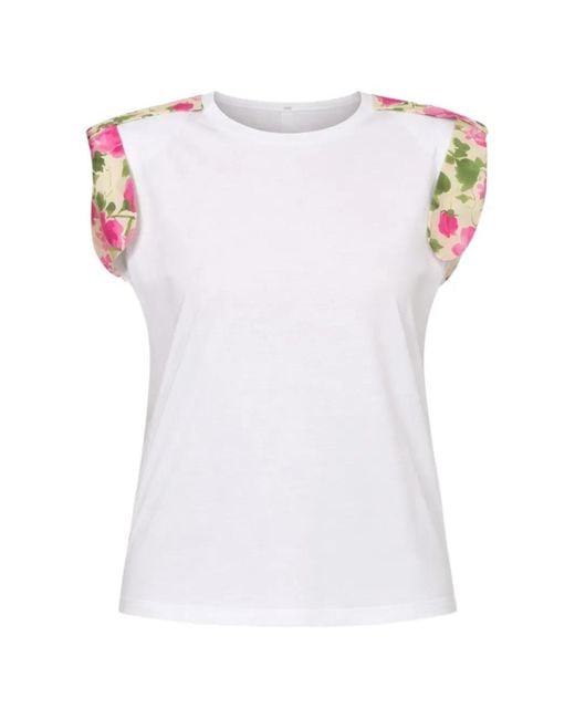 Liu Jo White Floral-Print Bow-Detail T-Shirt