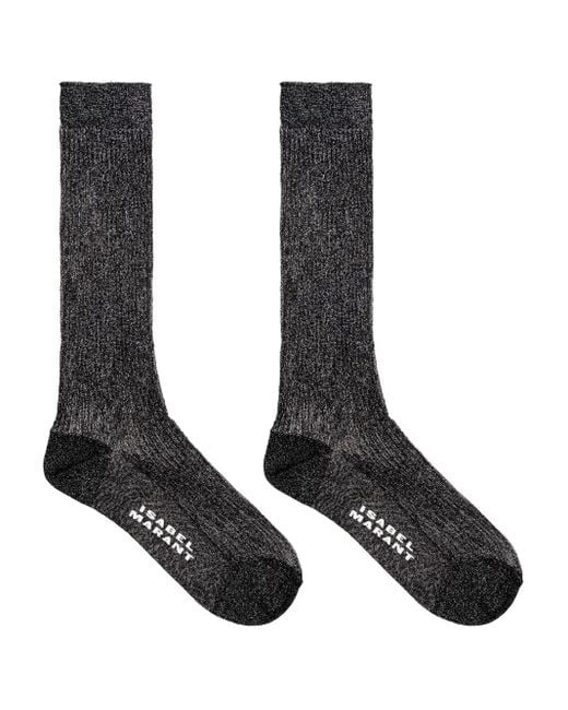 Isabel Marant Black Gerippte Loula Socken Im Glitter-Look