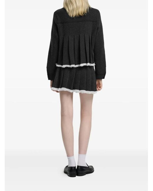 Barrie Black Pleated-Detail Button Jacket