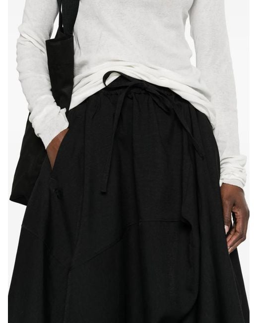 Y-3 Black Asymmetric-Hem Midi Skirt