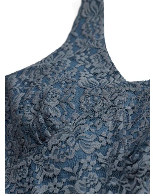 RRL Blue Laced V-Neck Midi Dress