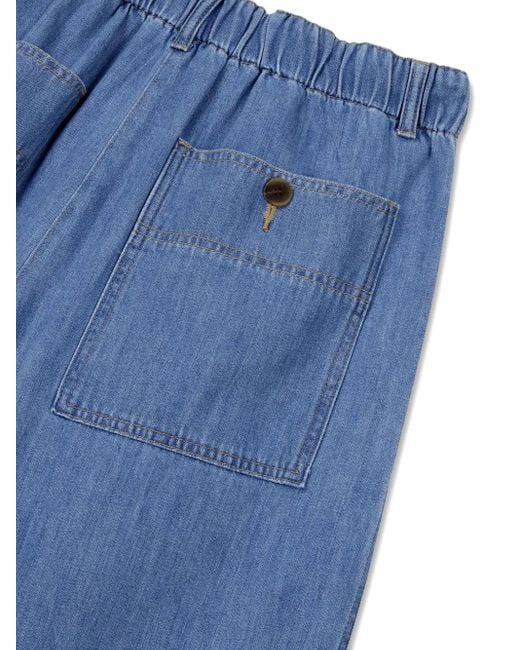 Studio Tomboy X Blue Elasticated-Waist Pleated Jeans