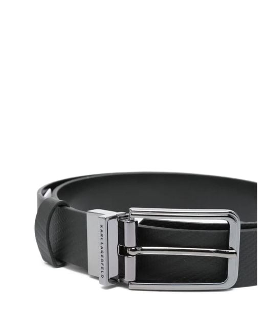 Karl Lagerfeld Black Textured Buckle Belt for men